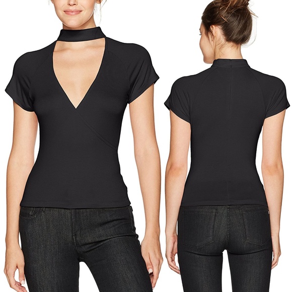 Freshman 1996 Tops - Deep V Faux Wrap Choker Tee NWOT